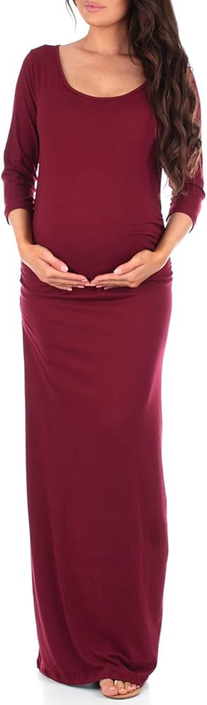 Mother Bee Maternity Long or 3/4 Sleeve Ruched Side Bodycon Dress | Amazon (US)