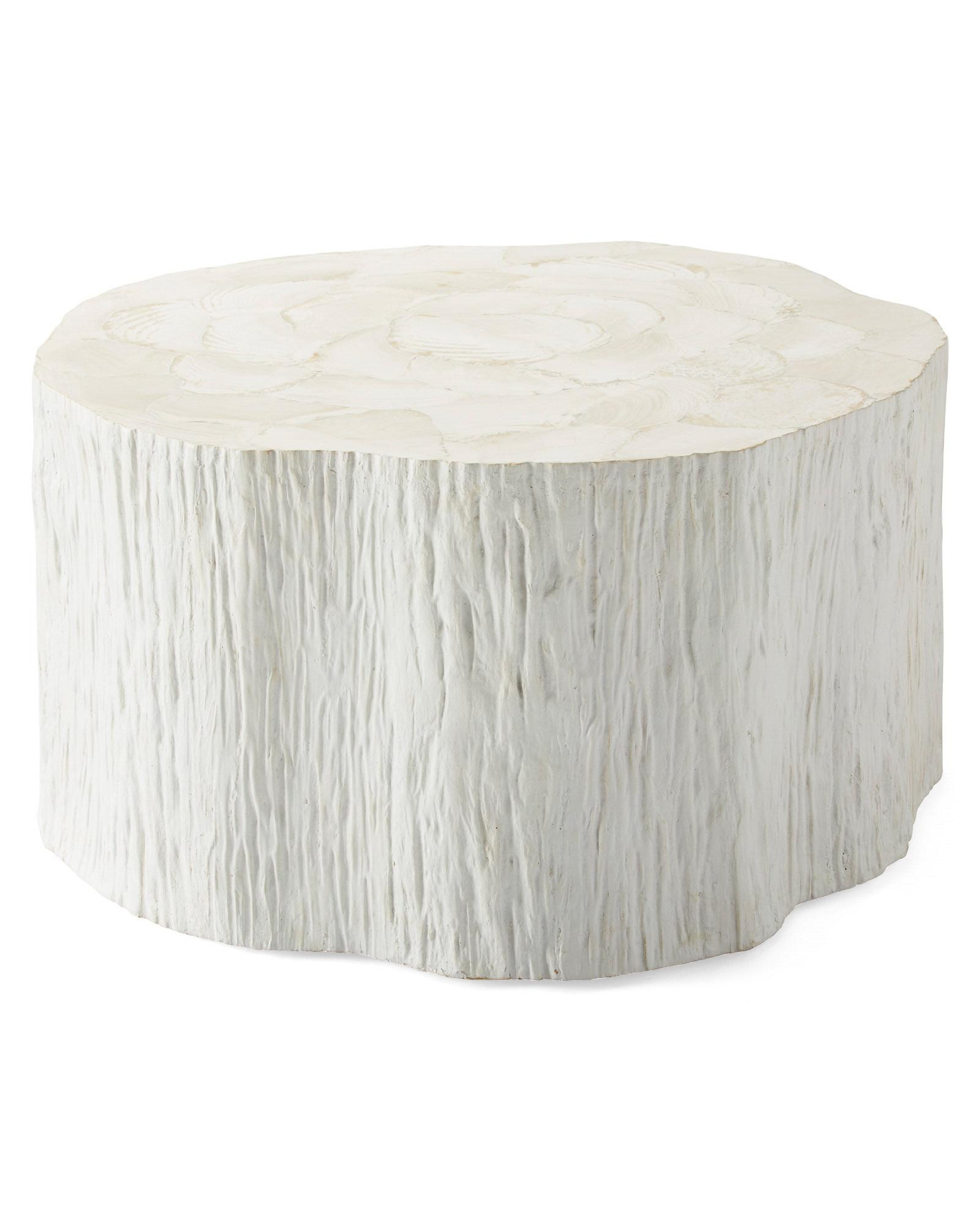 Serena & Lily Truro Round Coffee Table Fossilized Clamshell | Serena and Lily