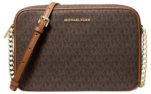 Michael Kors Jet Set Large Crossbody, Gold-Tone Hardware/Brown, One Size | Amazon (US)