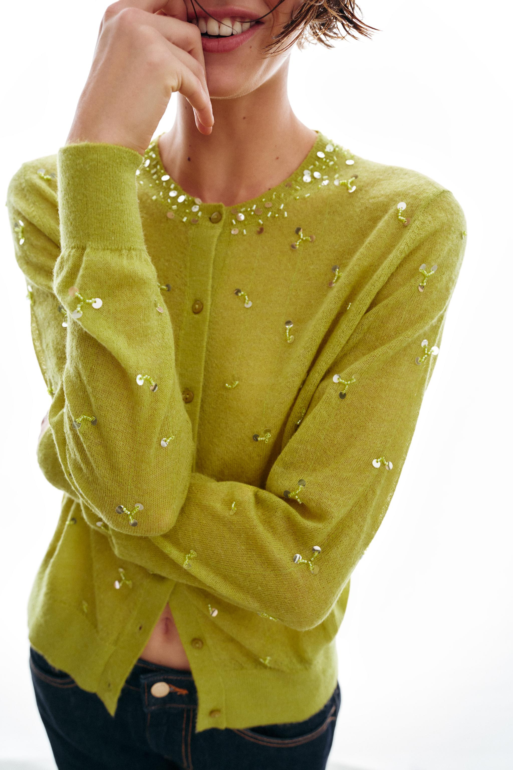 SEQUIN KNIT CARDIGAN | Zara US