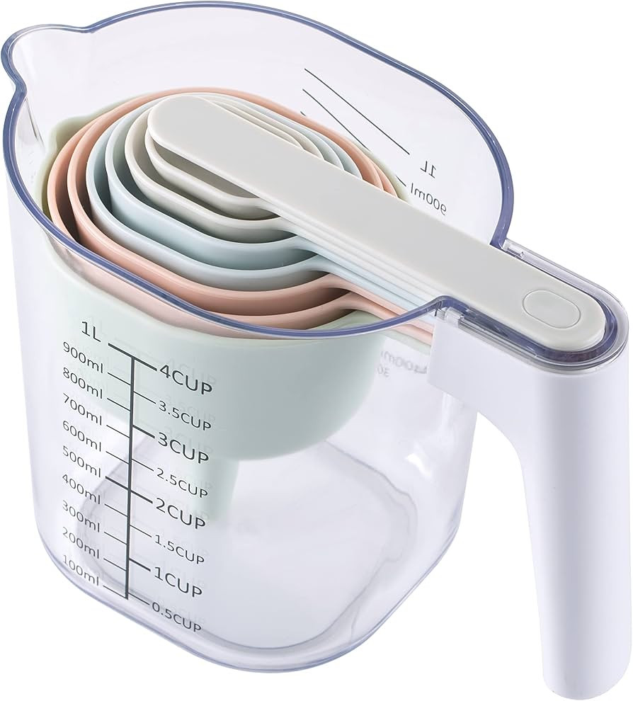 COOK WITH COLOR Measuring Cup Set - 9 PC. Nesting Stackable Liquid Measure Cup, Dry Measuring Cup... | Amazon (US)