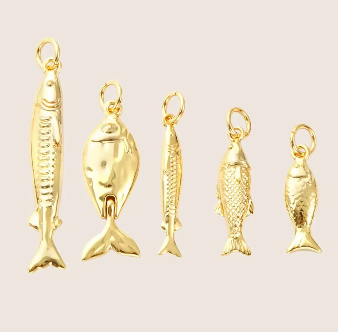 Gold Fish Charm Pendants: 18K Plated Gold, DIY Jewelry (2PCS) | Etsy (US)
