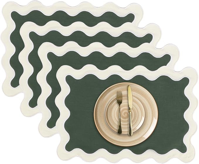 Placemats Set of 4, 13 x 19 Inch Cotton Table Placemats Washable Heat Resistant Woven Table Mats ... | Amazon (US)