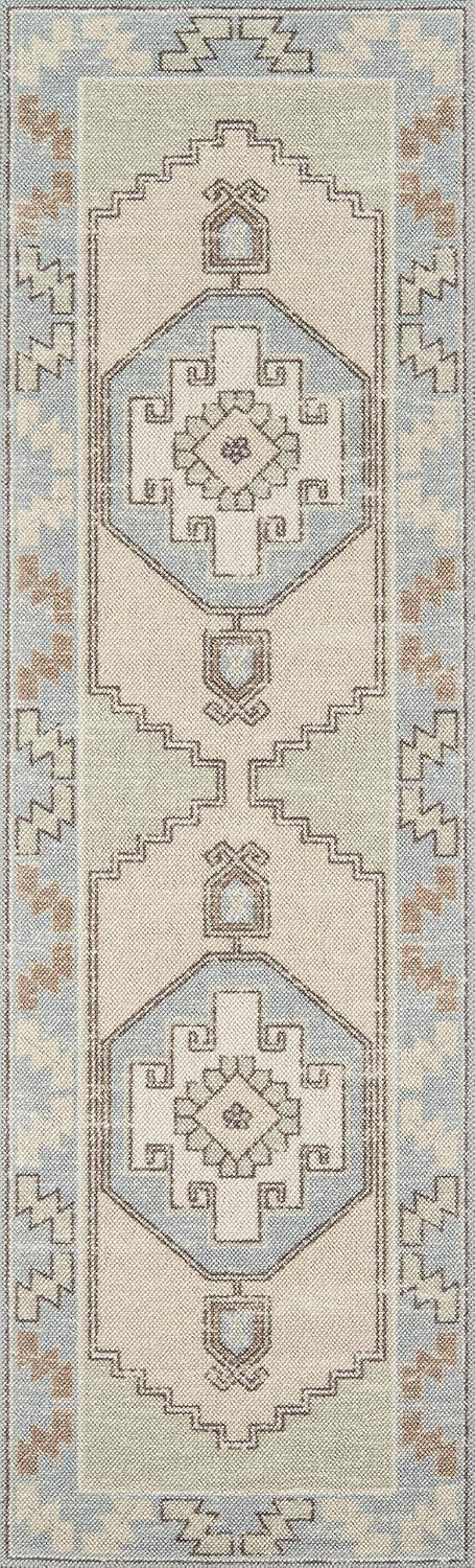 Momeni Anatolia Wool and Nylon Area Rug, 2'3" X 7'6" Runner, Light Blue | Amazon (US)