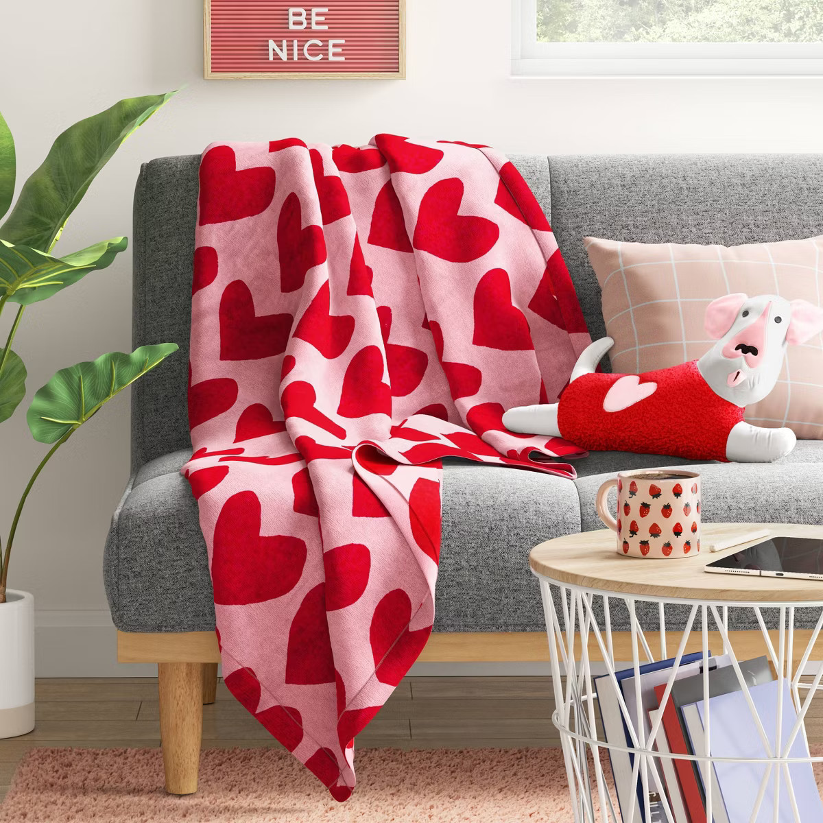 Heart Printed Plush Valentine's Day Throw Blanket Pink/Red - Room Essentials™ | Target