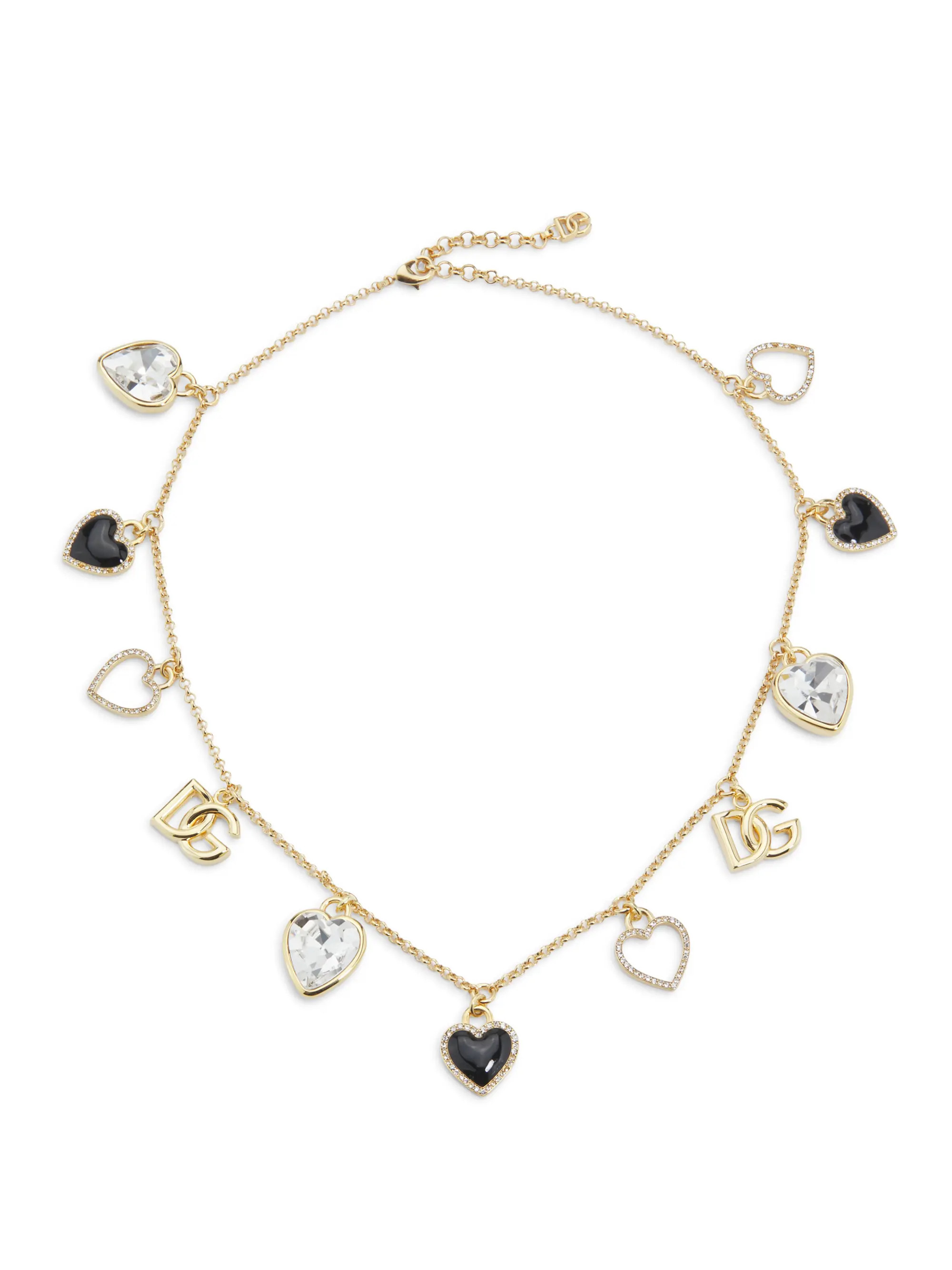 Goldtone & Crystal Logo Charm Necklace | Saks Fifth Avenue