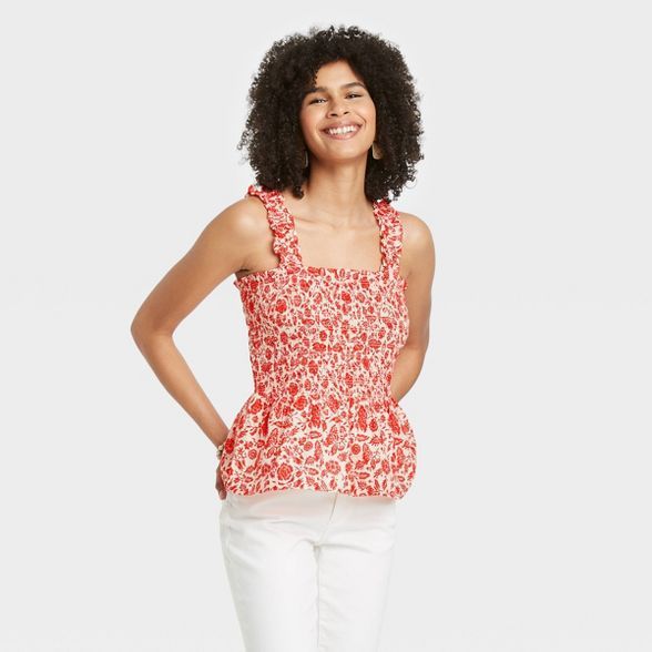 Women's Floral Print Smocked Tank Top - Universal Thread™ | Target