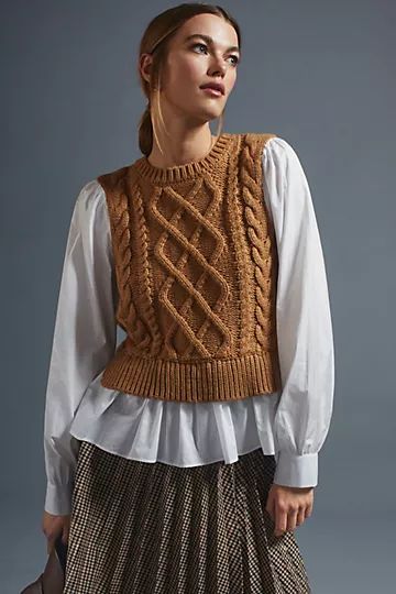 By Anthropologie Sweater Vest & Blouse Layered Top | Anthropologie (US)