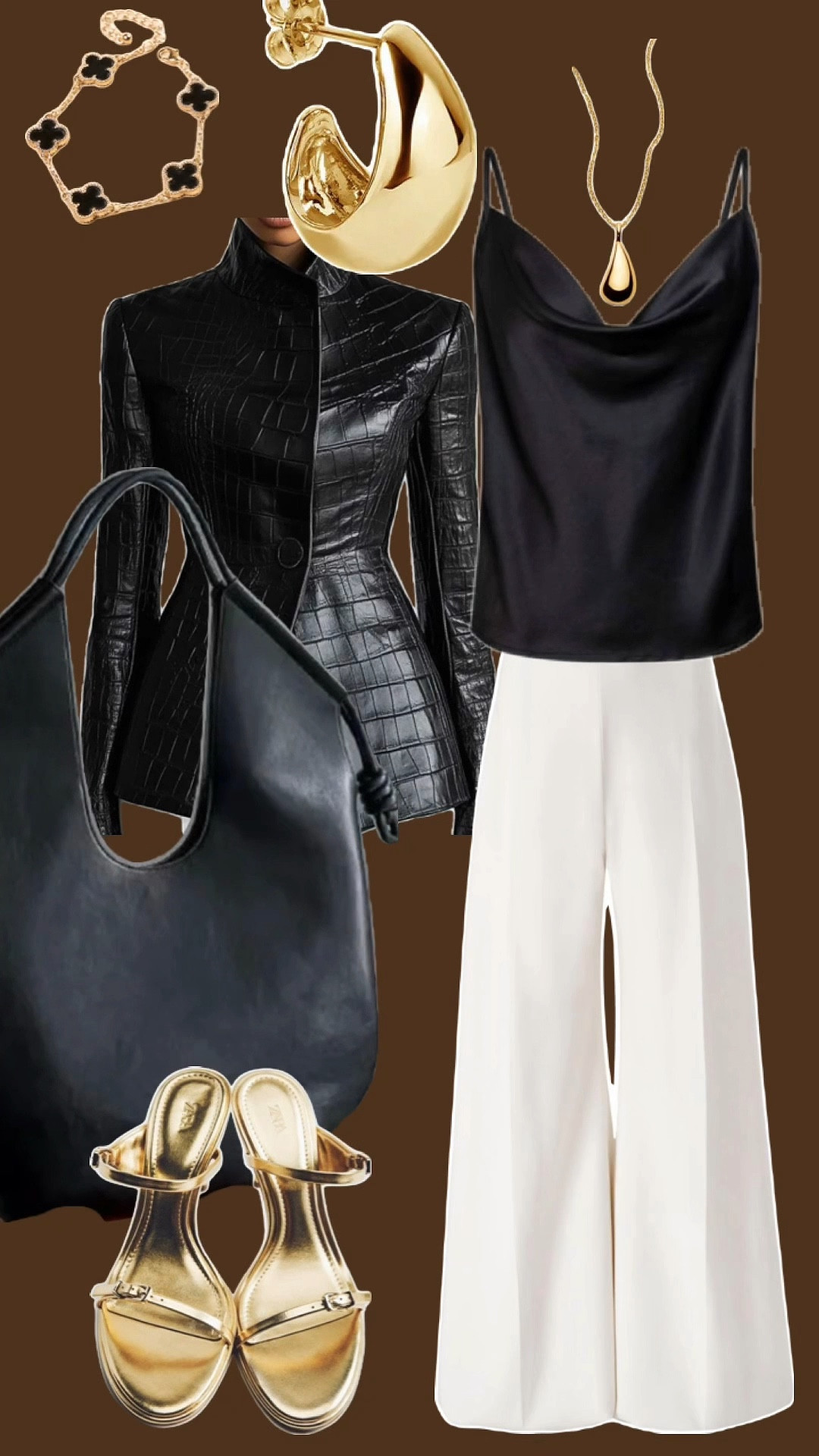 What are you wearing for the holidays?  How about this black and white beauty?  I’m loving this Style We leather jacket and bag!  