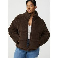 Sherpa Puffer Jacket in Brown | Torrid (US & Canada)