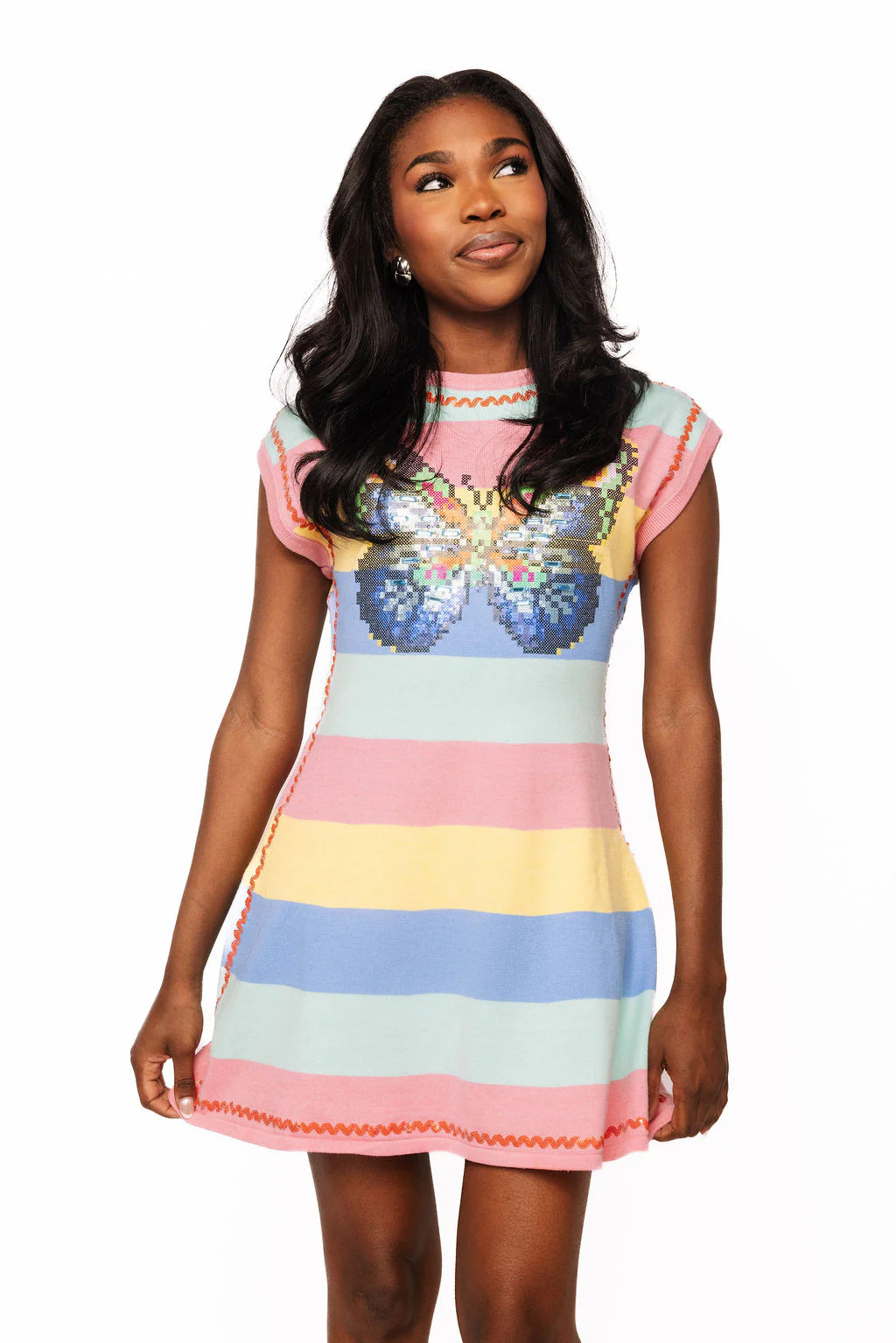 Pastel Stripe Butterfly Knit Dress | Queen of Sparkles