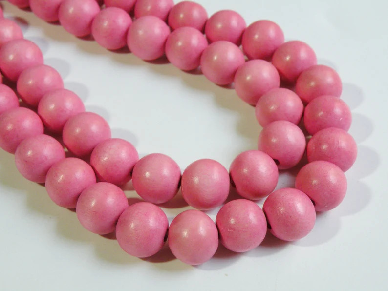 Cotton Candy Pink wood beads round 15-16mm full strand eco-friendly Cheesewood 1890NB | Etsy (Global)