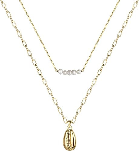 MONOOC Choker Necklaces for Women, Dainty 14K Gold Plated Layered Medallion Choker Necklace, Simp... | Amazon (US)