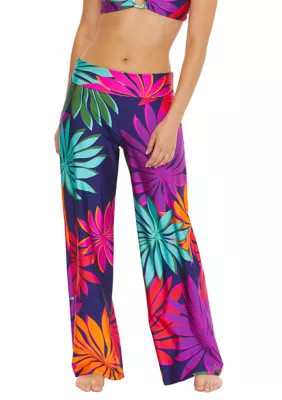 Trina Turk Women's Wailea Palm Swim Cover Up Pants, Large | Belk