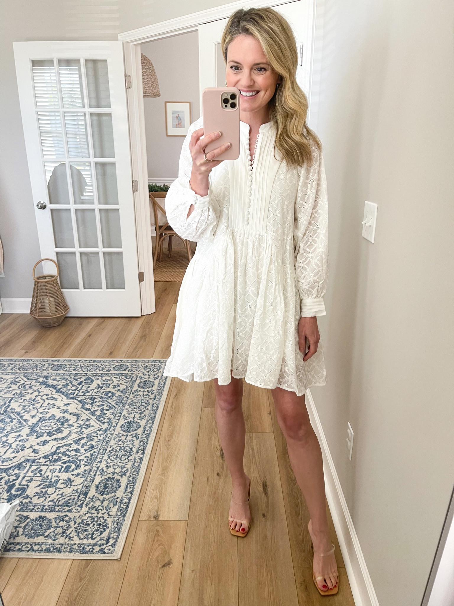 The prettiest white eyelet long sleeve dress for amazon! Wearing the size small  

#LTKSeasonal #LTKunder50 #LTKstyletip