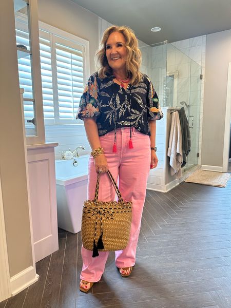 Of course pink jeans either a fun spring summer top! I’m linking several tops bc this one is close to being sold out. 

Jeans are a 12 reg. I’m 5’3”. If you are shorter and don’t want heels, then grab the petite. 

Summer spring outfits old navy loft Avara Talbots spring blouses summer blouses colored jeans 

#LTKfindsunder50 #LTKover40 #LTKSeasonal