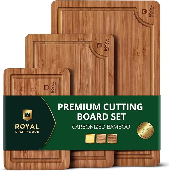 ROYAL CRAFT WOOD Wooden Cutting Boards for Kitchen Meal Prep & Serving - Non Toxic Bamboo Wood Cu... | Amazon (US)