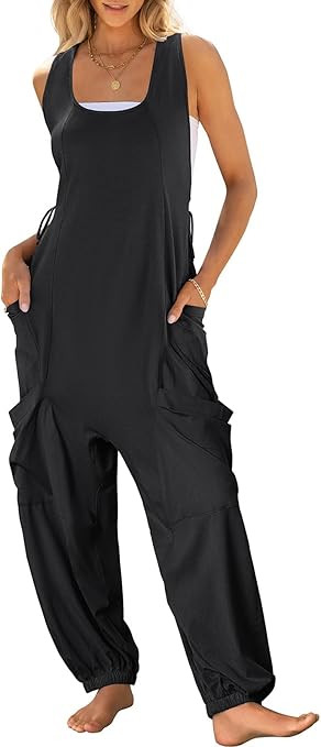 ANRABESS Women Overalls Jumpsuits Loose Casual Dressy Sleeveless Baggy Harem Pants Romper Jumpers... | Amazon (US)