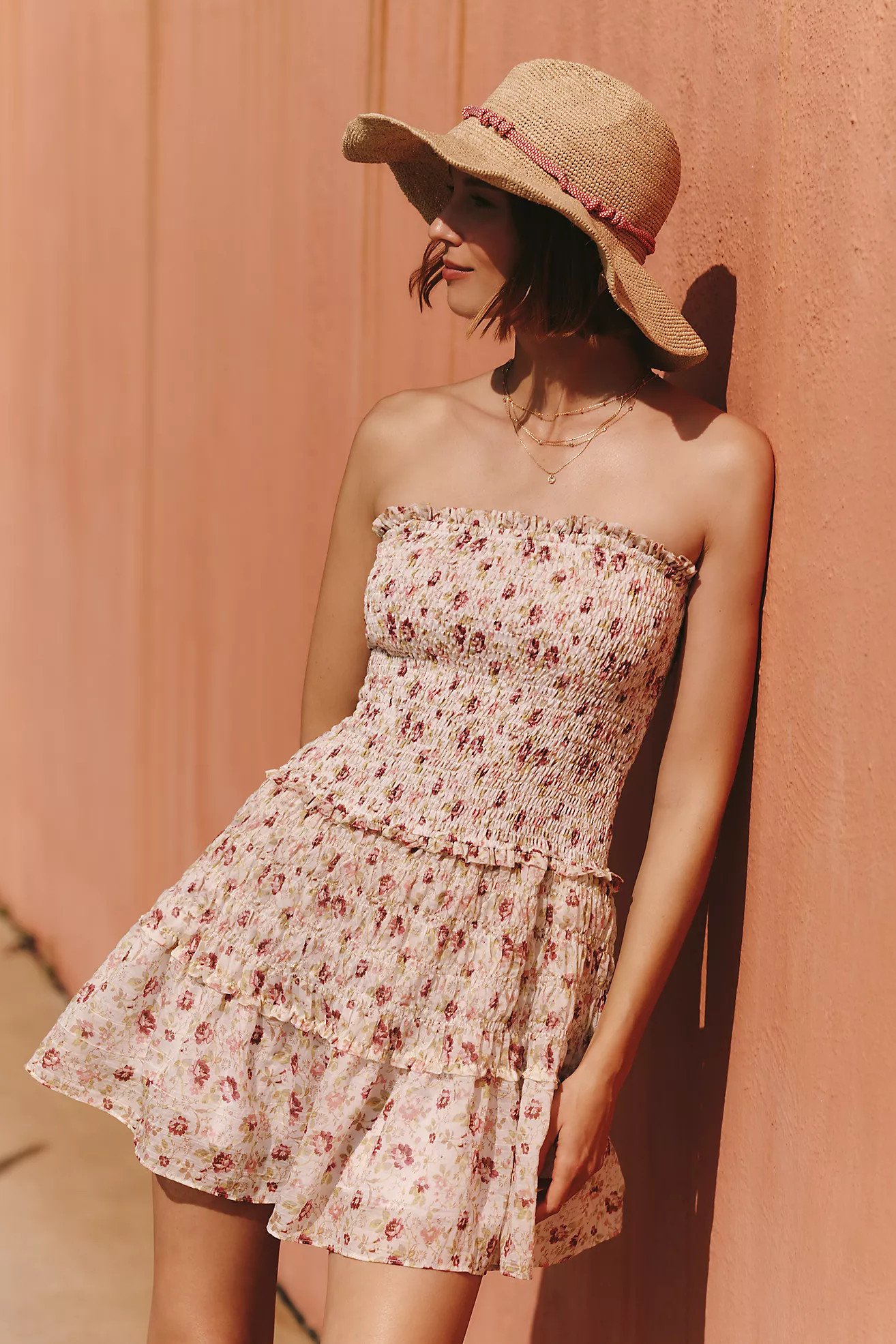 By Anthropologie Strapless Smocked Mini Dress | Anthropologie (US)
