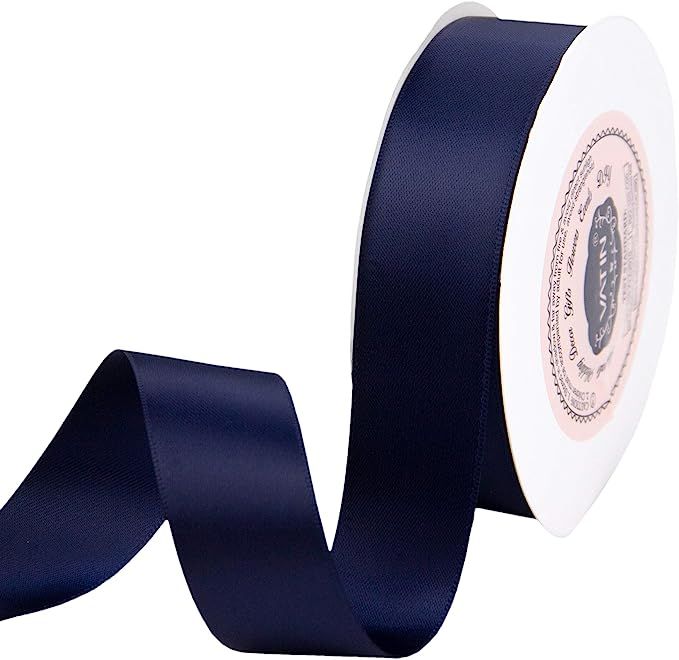 VATIN 1 inch Double Faced Polyester Satin Ribbon Navy Blue - 25 Yard Spool, Perfect for Wedding, ... | Amazon (US)