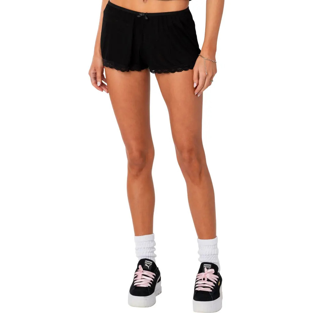 EDIKTED Carla Low Rise Micro Shorts in Black at Nordstrom, Size X-Large | Nordstrom