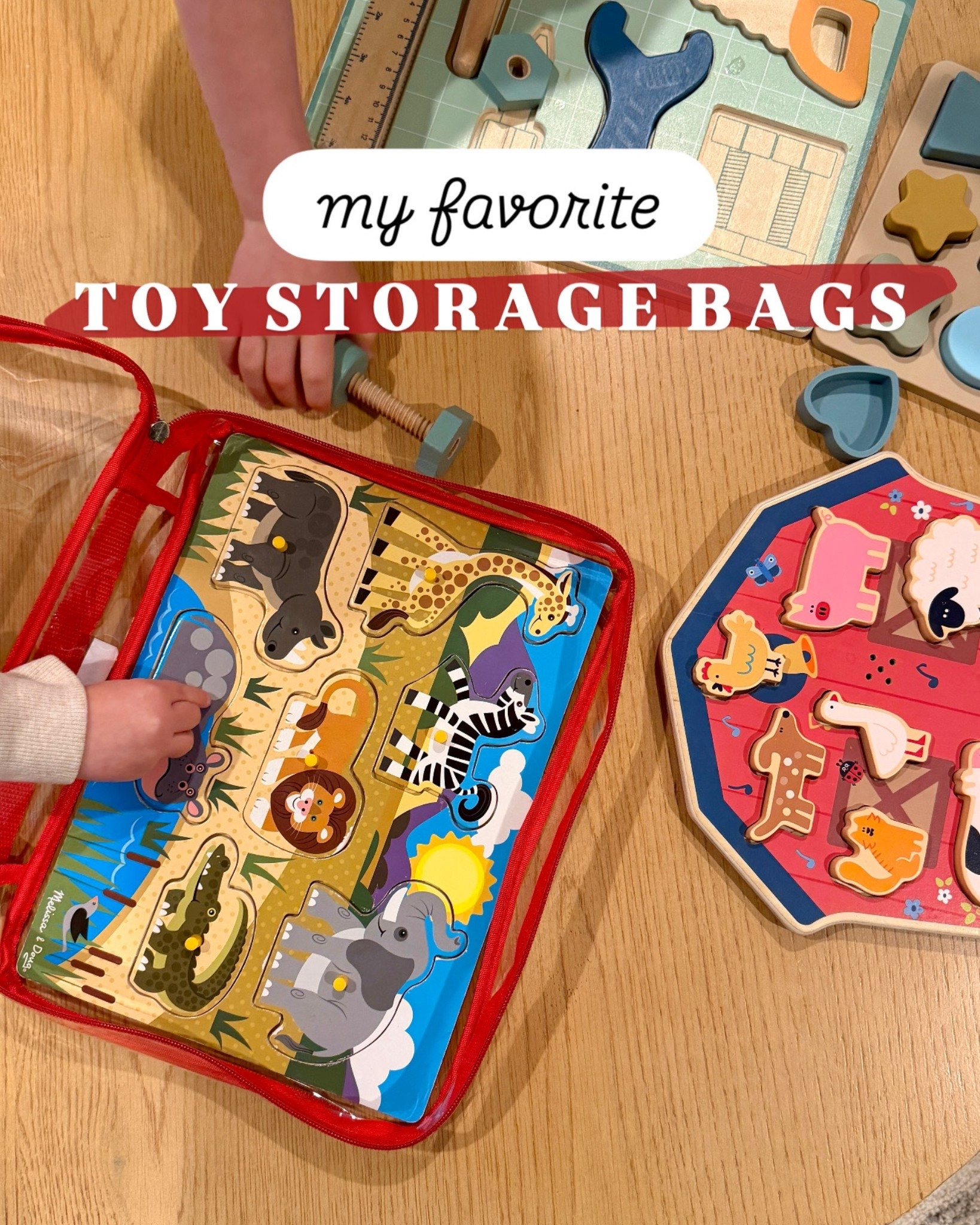 I keep most of our toys in these bags. I probably have 25 at least! Great size for puzzles and activity books or storing monster trucks and Little People!