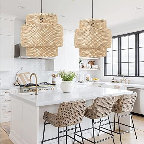 Arturesthome Handwoven Bamboo Pendant Light,Rattan Ceiling Pendant Lamp,Creative Chandeliers Dome... | Amazon (US)