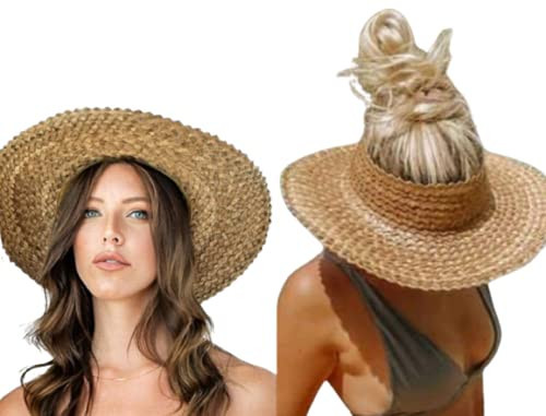 Straw Hat Beach Summer Visor Sun Hat (Brown) | Amazon (US)