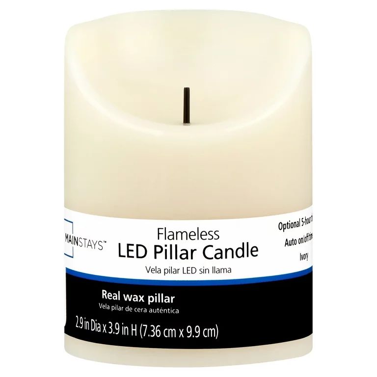 Mainstays Unscented Flameless LED Pillar Candle, Ivory, 3 x 4 in - Walmart.com | Walmart (US)