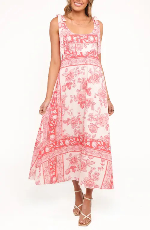 Petal & Pup Valara Tie Shoulder Maxi Sundress in Rose Tile at Nordstrom, Size X-Large | Nordstrom