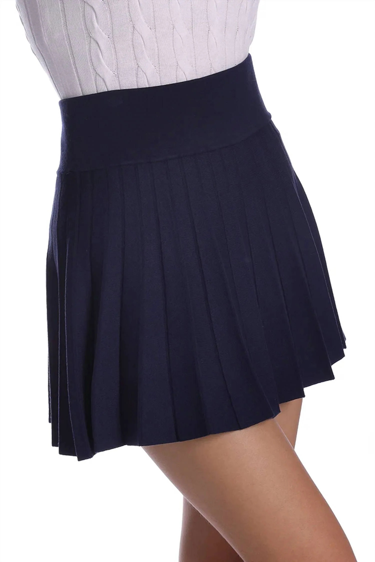 Viscose Pleated Skirt In Navy | Shop Simon