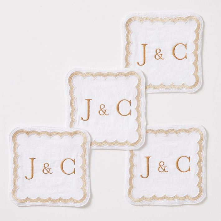 Bespoke Embroidered Coasters, Set of 4 | Mark and Graham