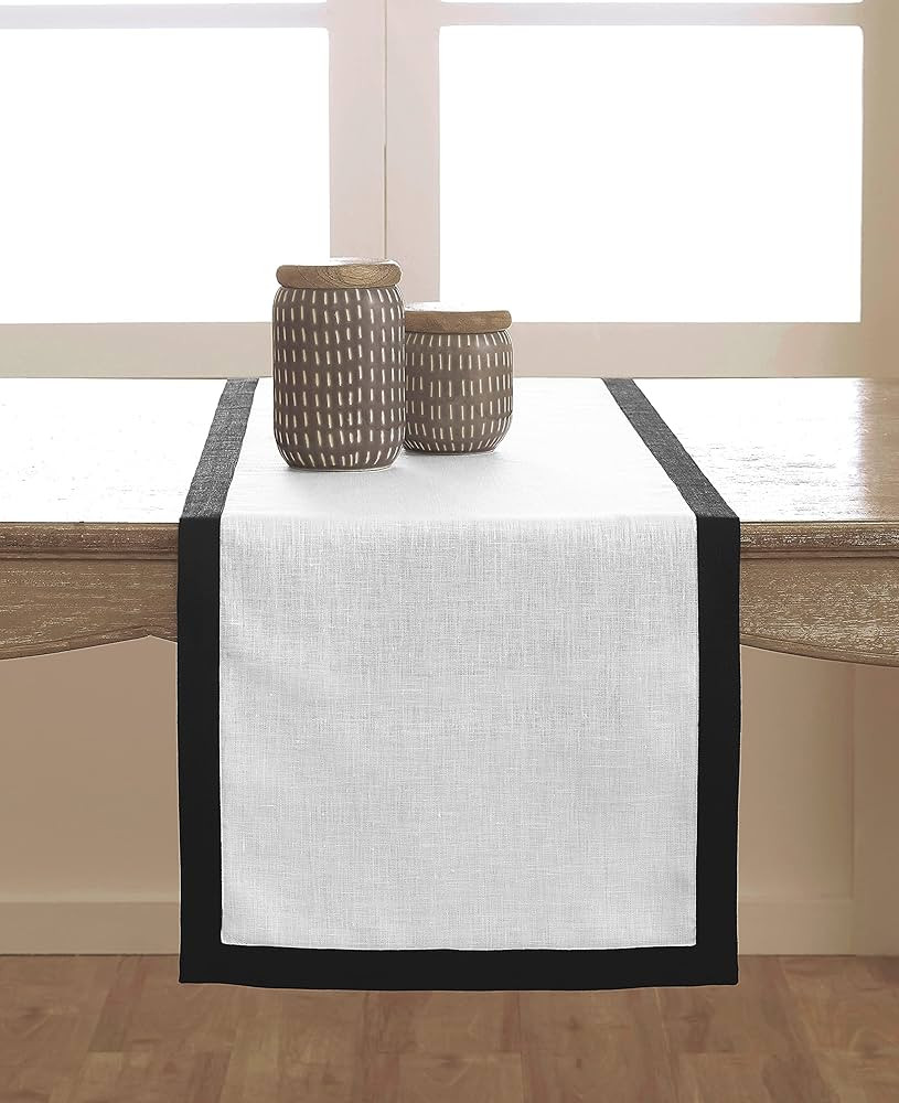 Solino Home Linen Classic Table Runner – 100% Pure Linen Table Runner 14 x 48 Inch – Black a... | Amazon (US)