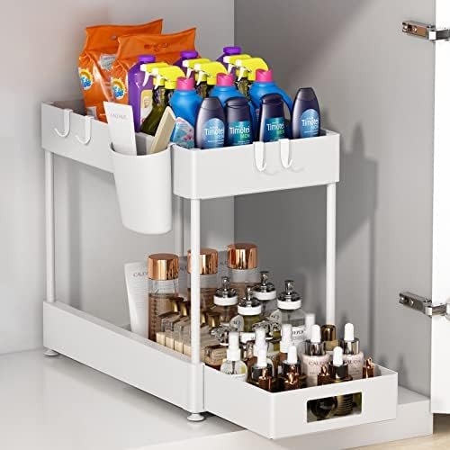 Under Sliding Sink Organizer, Under Bathroom Sink Organizers and Storage, 2 Tier Pull-Out Under C... | Amazon (US)
