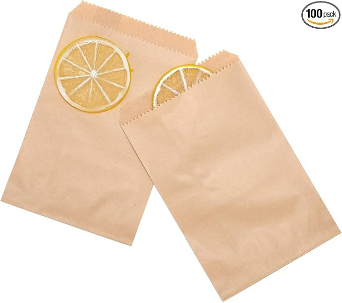 100PCS 4X6 Inch Kraft Paper Bags Small Flat Party Favor Bag for Bakery Cookies Sandwich Soap Pack... | Amazon (US)
