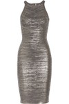 Click for more info about Renata metallic coated-bandage dress