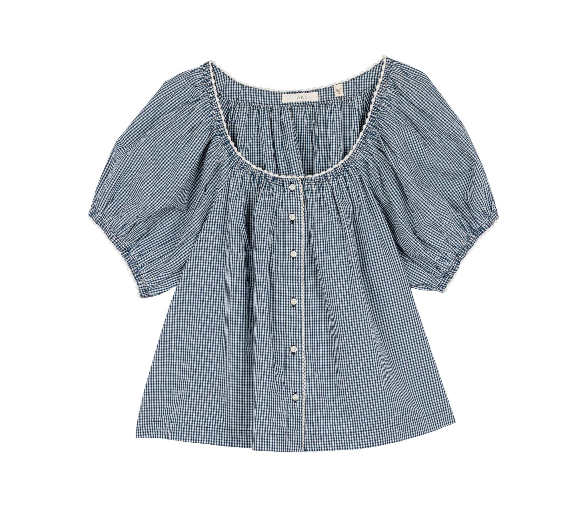 TENNESSEE TOP -- AZURE PARIS GINGHAM | DOEN