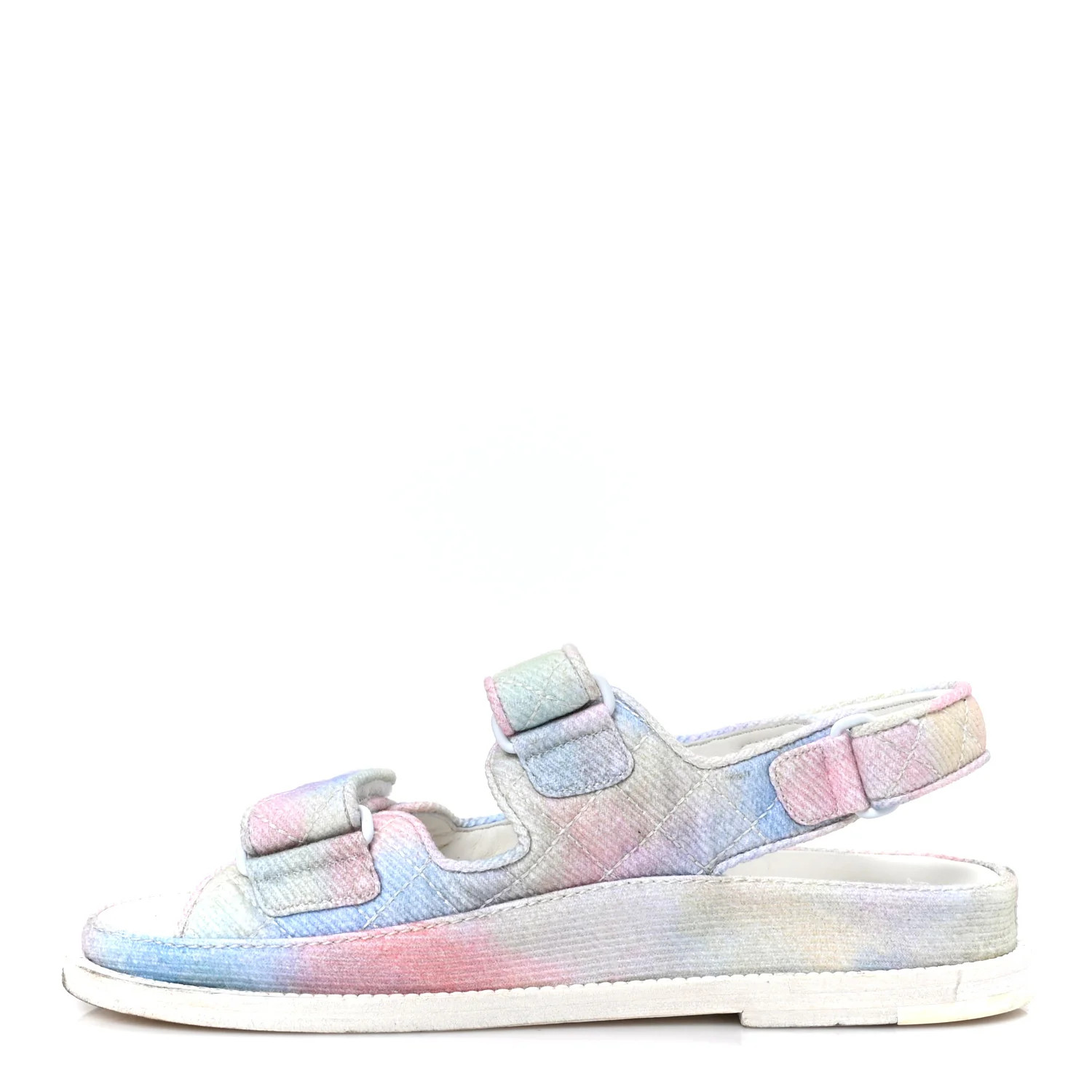 Chanel Printed Fabric Quilted Dad Sandals 36 Green Pink Blue 1880097 | FASHIONPHILE (US)