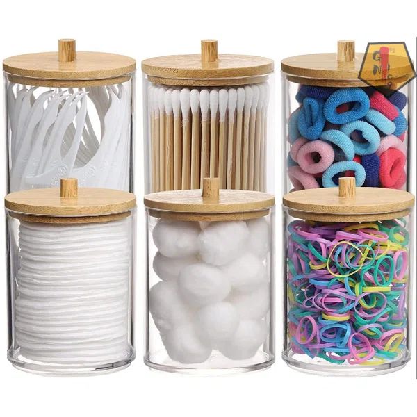 Cotton Swab Holder,Apothecary Jars With Lids For Cotton Ball Swab Pad Dispenser, Bathroom Caniste... | Wayfair North America