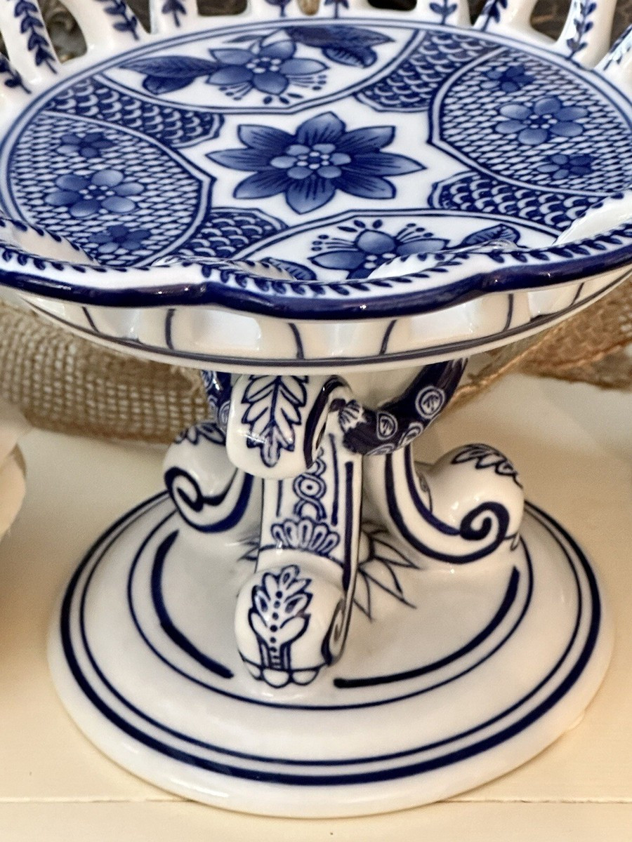 VTG Asian Blue&White Porcelain Pedestal/Compote Dish 5.5" | eBay US