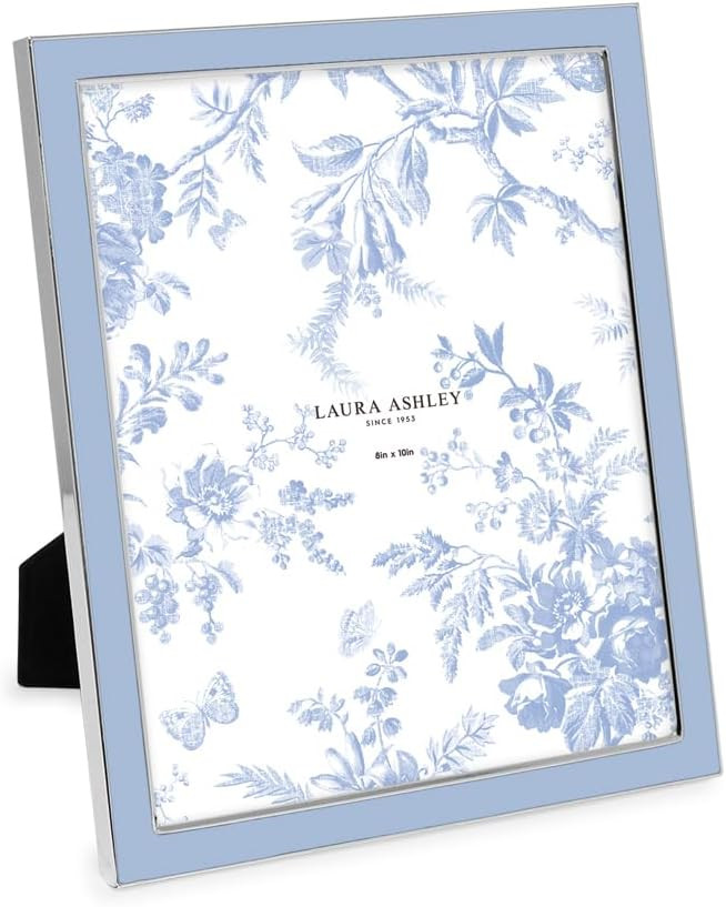 Laura Ashley 8x10 Cashmere Blue Enamel Picture Frame, Silver Edge w/Easel | Amazon (US)