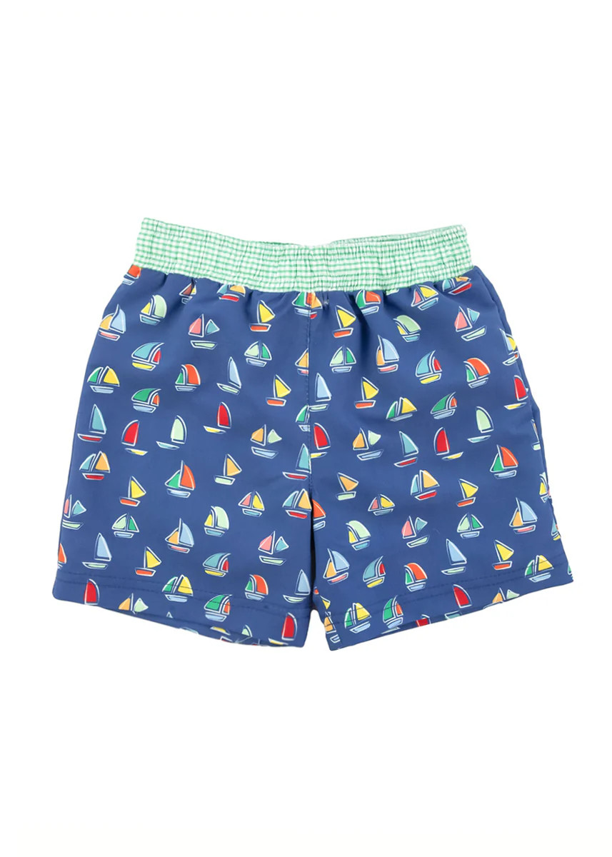 Ocean Fun Sailboat Print Swim Trunk | Florence Eiseman