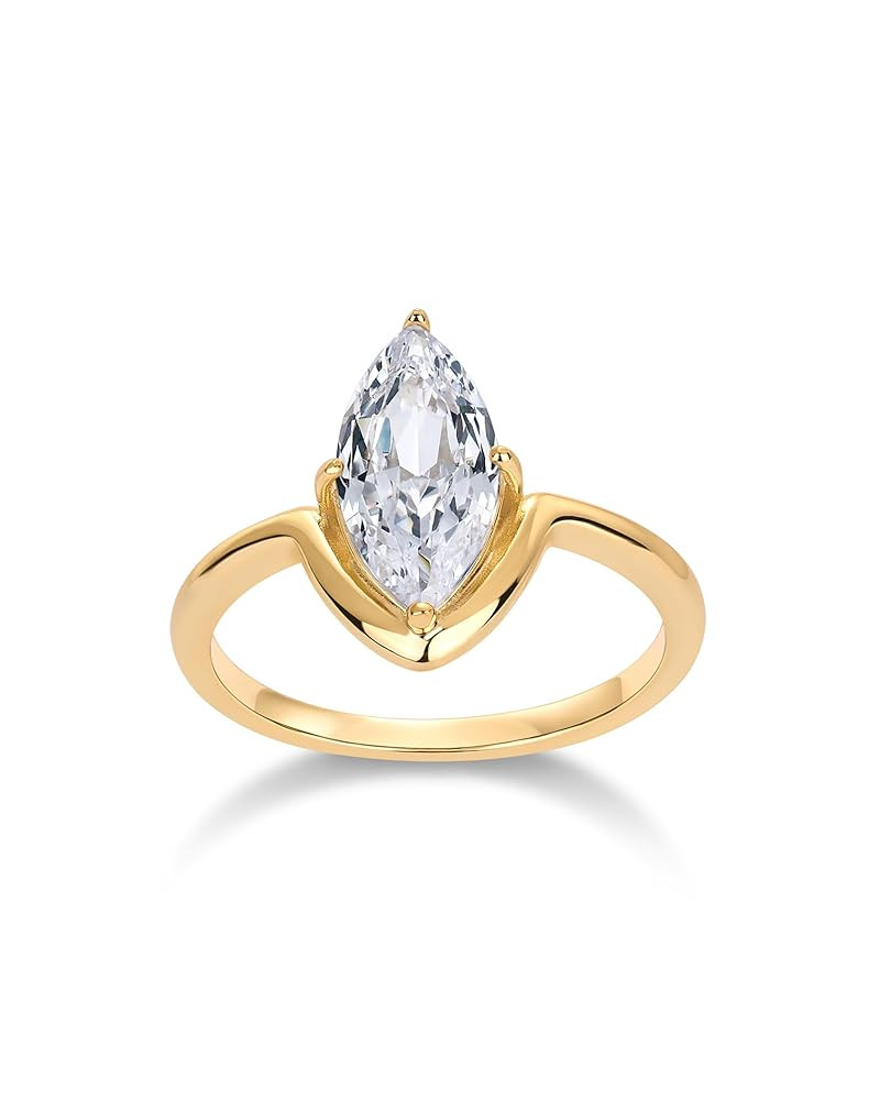 PAVOI 14K Gold Plated Marquise 1.5CT Cubic Zirconia Fake Bridal Engagement Ring for Women - State... | Amazon (US)