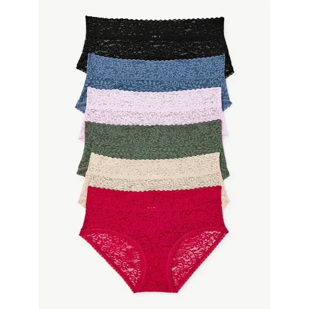 Joyspun Women's Stretch Lace Hipster Panties, 6-Pack, Sizes to 2XL - Walmart.com | Walmart (US)