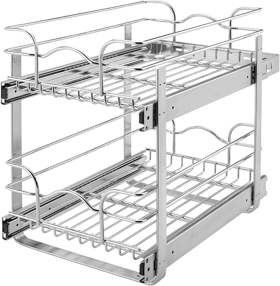 Rev-A-Shelf 5WB2-1522-CR 15 x 22 Inch Two-Tier Kitchen Organization Cabinet Pull Out Storage Wire... | Amazon (US)