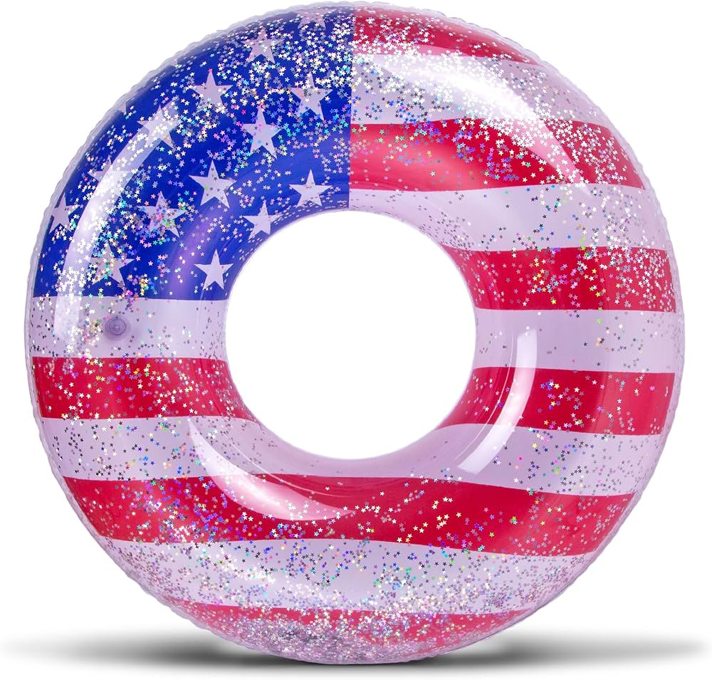 POZA Inflatable USA Pool Float - Luxurious Fun Lounger Filled with Sparkle Silver Stars Confetti,... | Amazon (US)