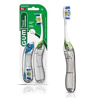 GUM Travel Toothbrush with Bristles & Folding Handle, Soft Bristles, 2 Count | Amazon (US)