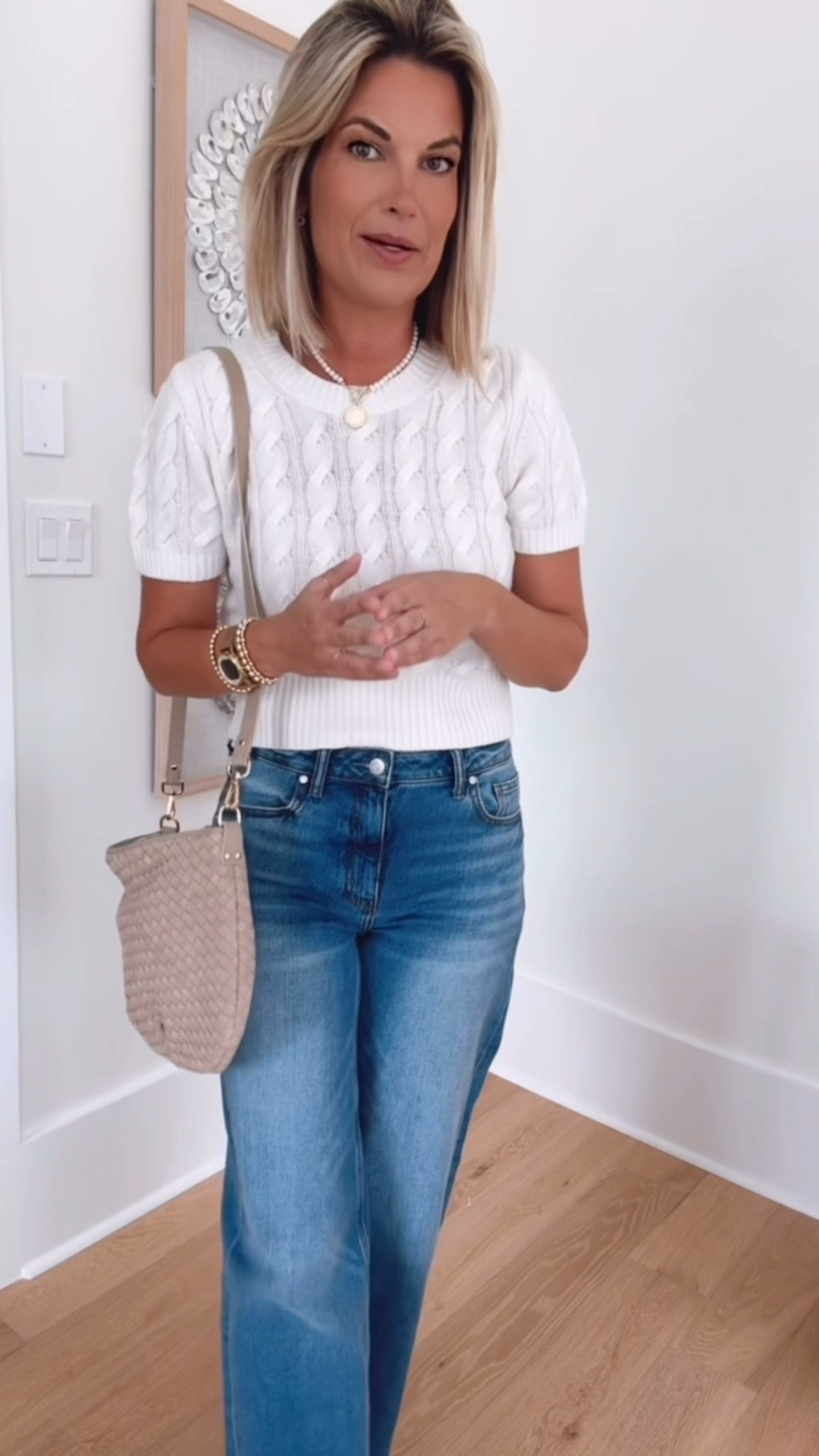 Summer to fall transition outfit from @Quince! I love the color and suede texture of this bag for fall. I have the wide leg jeans in 3 washes! They’re a fav. Wearing small in the cashmere top and I’m 5’11” in 28x34 jeans.

#quincepartner

#LTKootd #LTKTall #LTKOver40