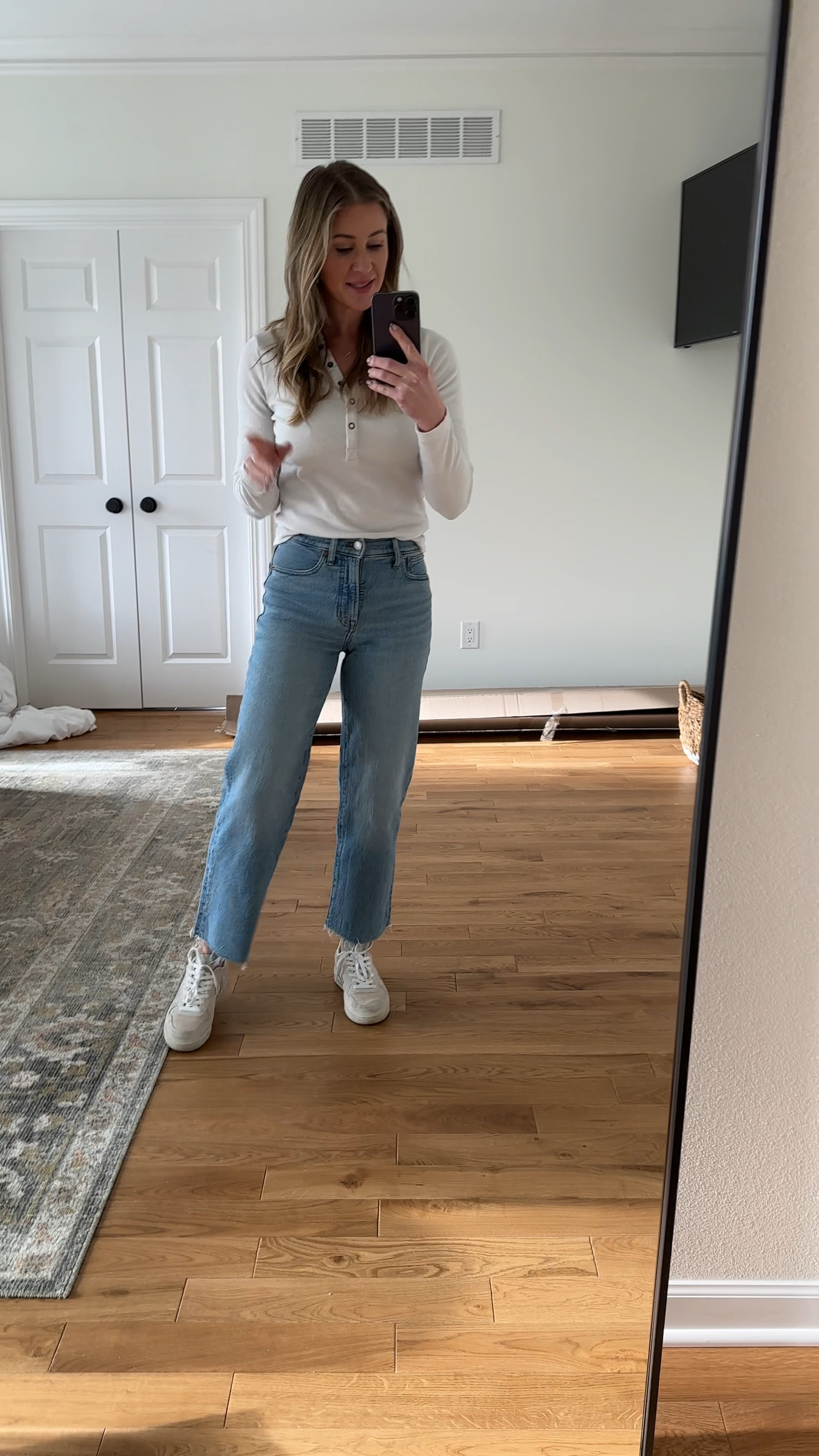 Finally jumped on the wide leg denim train and I am HERE FOR IT. I have tried on a million pairs and these are it. So soft, incredibly flattering. Size down one or two   

#LTKsalealert #LTKstyletip #LTKVideo