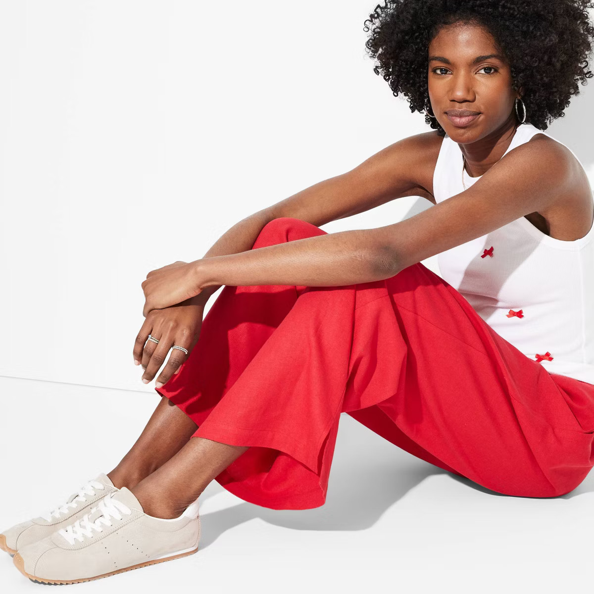 Women's Pull-On Linen Pants - Wild Fable™ Cherry Red XS: Wide Leg, Drawstring Waist, Lightweigh... | Target